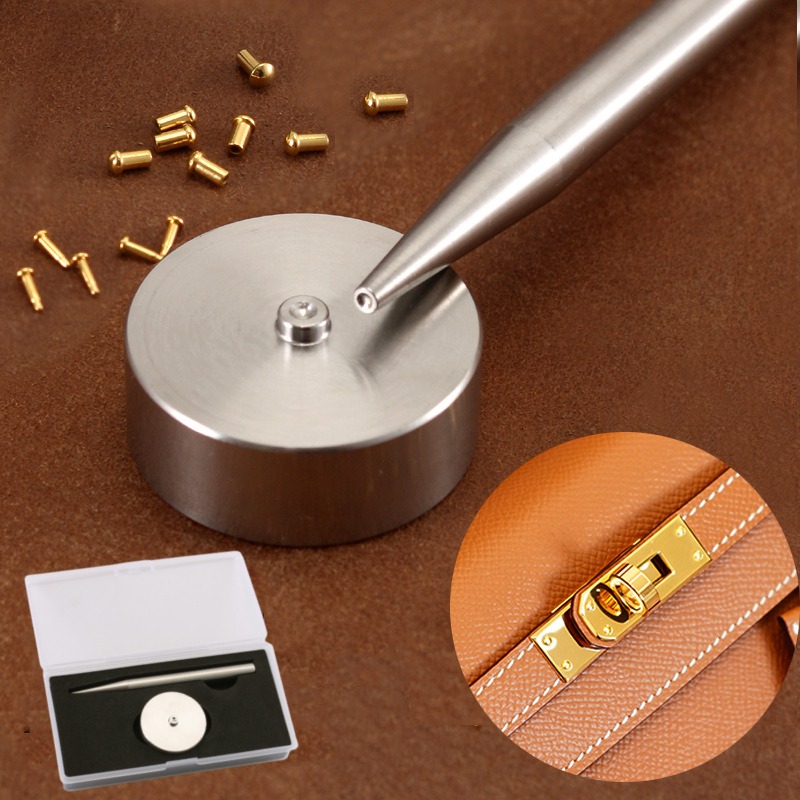 Rivet Setter Tool - ステンレス鋼釘取り付け器具セット手作り革ツール DIY レザークラフトバッグプレートロックネジ釘固定ツール