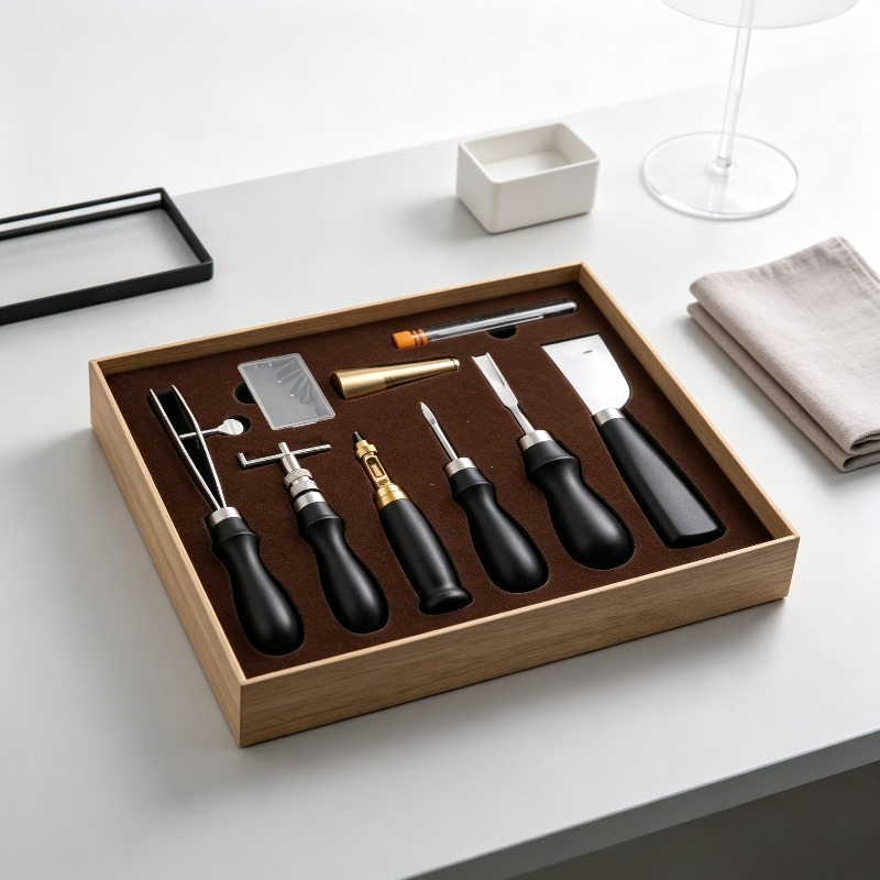 Leatherwork Beginner Tools - 完全な革製手縫いキット、プロ仕様DIYクラフトツールセット（ステッチングアワー＆糸付き）、初心者向け革細工用品ボックス
