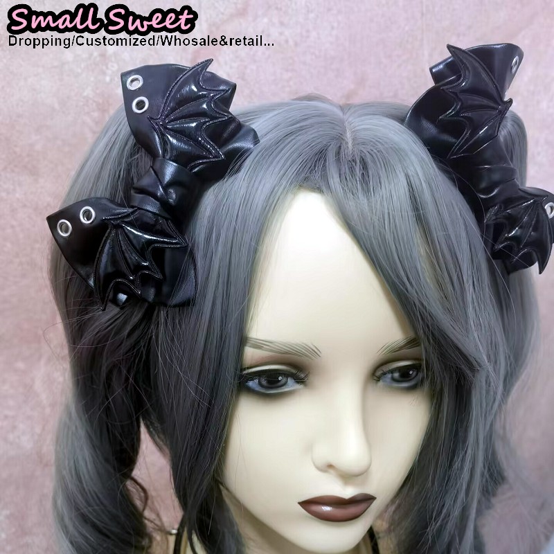 Leatherwork Clamp - 悪魔の羽ヘアクリップ女性サブカルチャースチームパンクゴシックパンクレザーヘアピン Y2K ガール原宿ヘアアクセサリーエッジクランプ