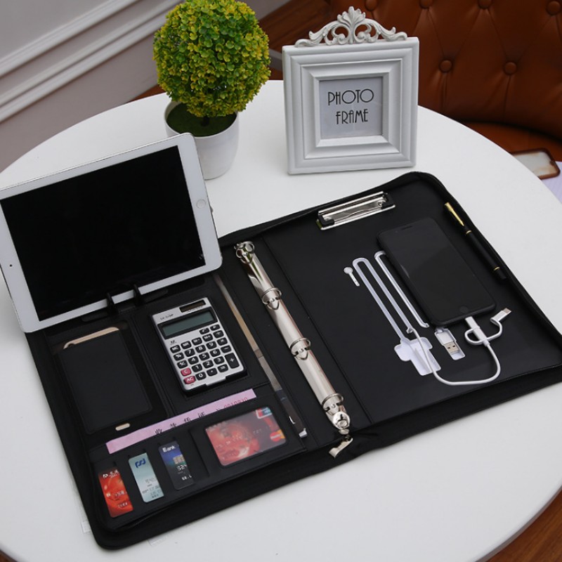 Leather Work Folder - 多機能 A4 会議フォルダービジネス文具フォルダー革契約ファイルフォルダートラベルドキュメントフォルダー