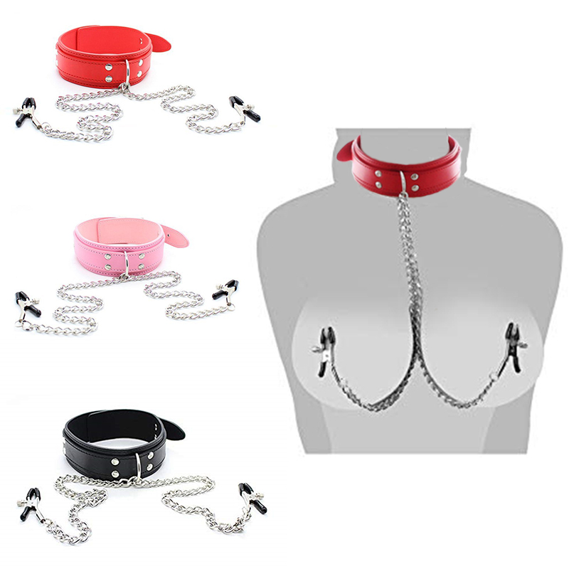 Leatherwork Clamp - BDSMフェチカラー乳首クランプレザーネックレスチェーンスレーブエロティックアダルトセックストイ女性カップル男性浮気ゲームセックスショップ