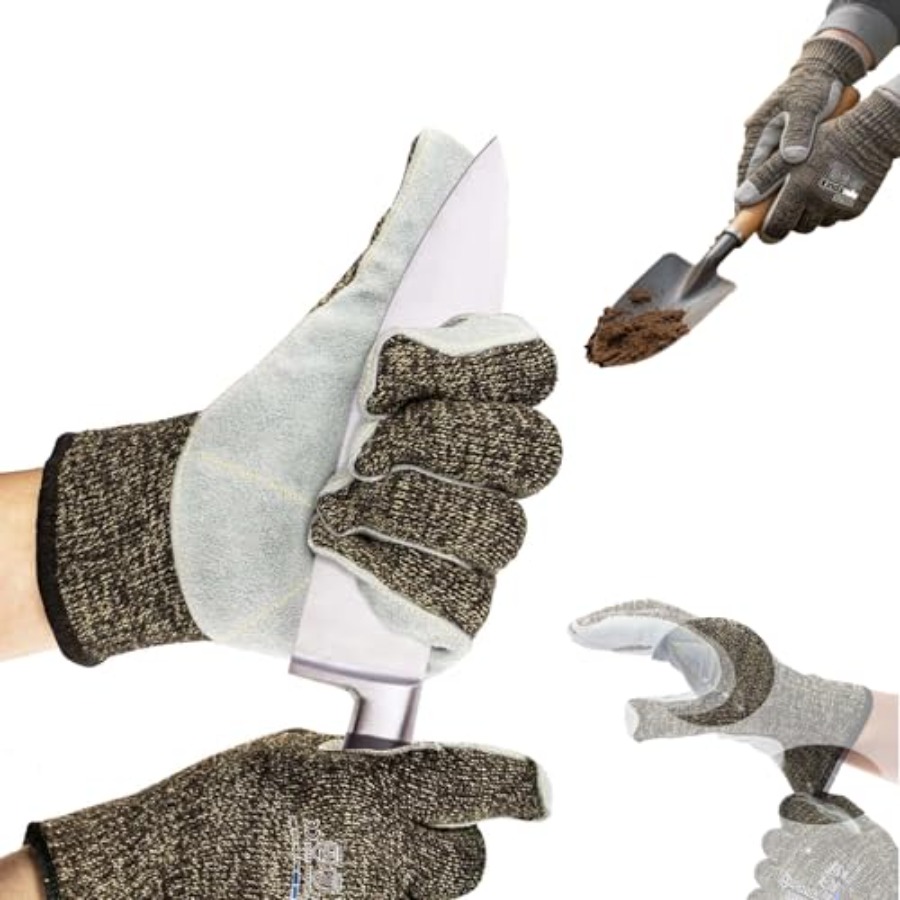 園芸作業用手袋：レベル5耐切創性、アラミド縫合糸、牛革スプリ - Leveling Leatherworking のレビューと価格