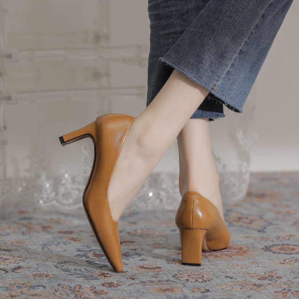 女性用の黒のミッドヒールレザーシューズ,仕事,仕事,仕事,シ - Leatherwork In French のレビューと価格