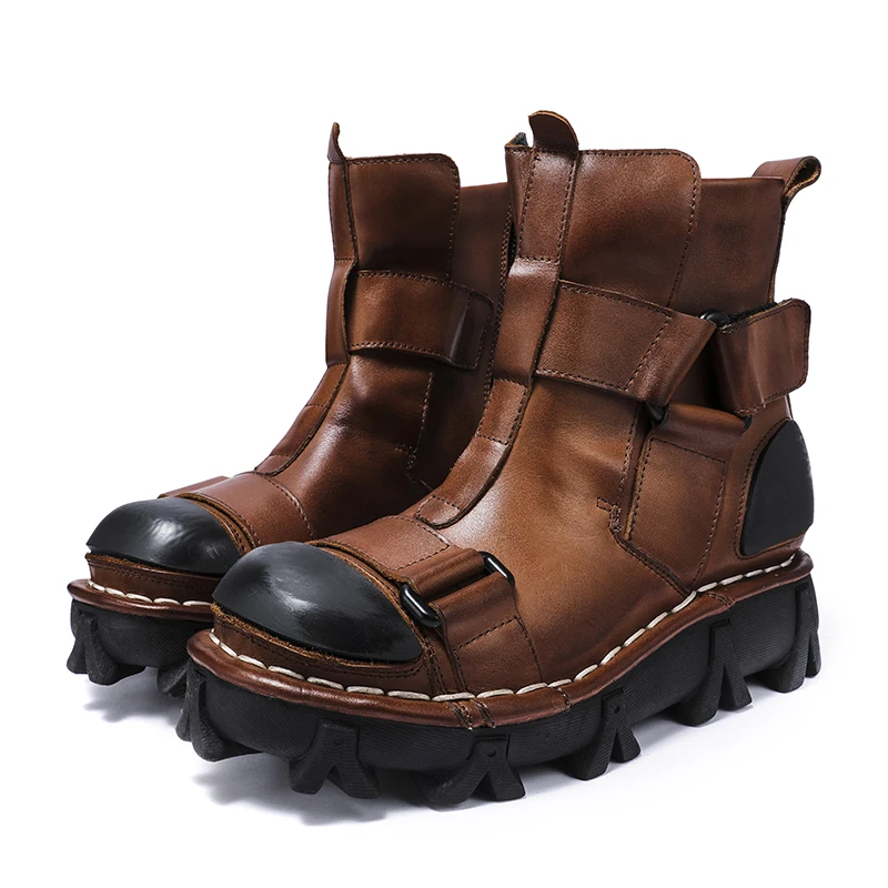 メンズ本革オートバイブーツ、ゴススカルパンクミッドカーフウエ - Leather Work Western のレビューと価格