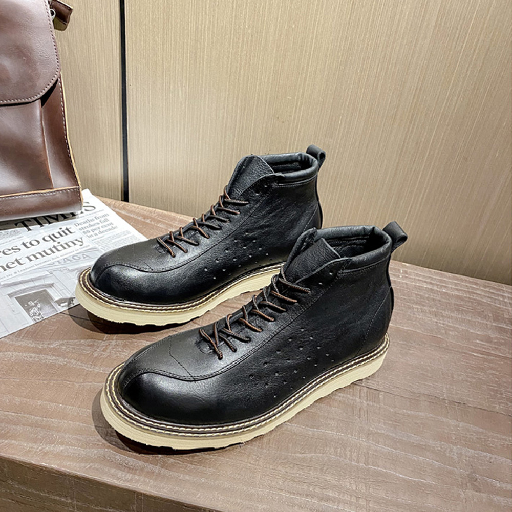 メンズ本革中空チェルシーブーツ英国風ハイカットレザーシューズ - Leather Work Western のレビューと価格