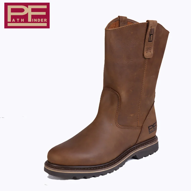 Pf メンズ本革グッドイヤーウェルトオートバイブーツ冬レトロ - Leather Work Western のレビューと価格