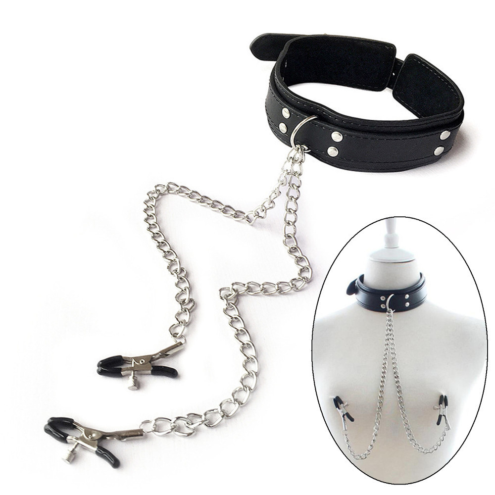 女性用レザーチョーカー,乳首クランプ,首,胸クリップ,チェー - Leatherwork Clamp のレビューと価格