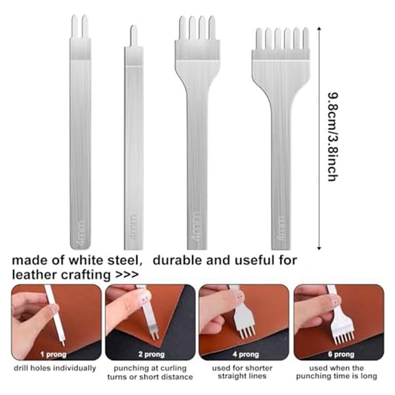 ABHI-14点革工芸ツールセット（4mm 1/2/4/6穴 - Leatherwork Beginner Tools のレビューと価格