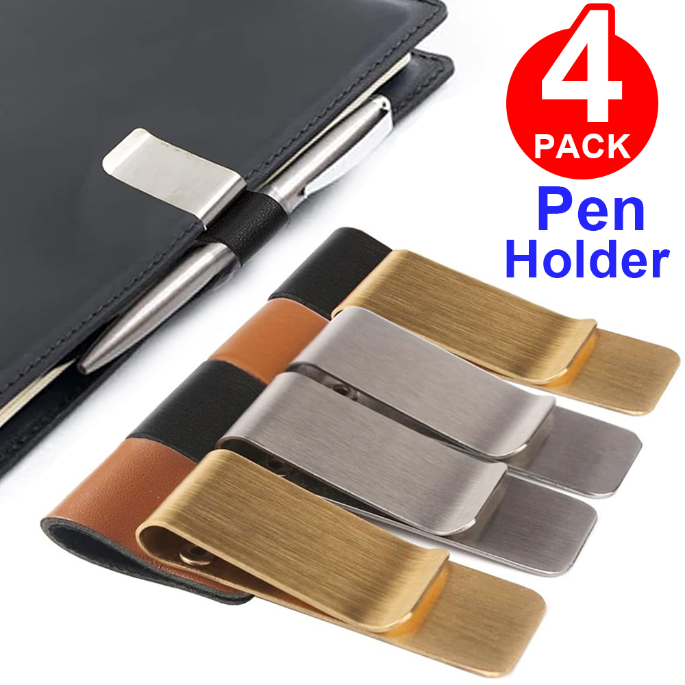 手作り革製真鍮ステンレス鋼ペンホルダークリップジャーナルノー - Leather Work Folder のレビューと価格