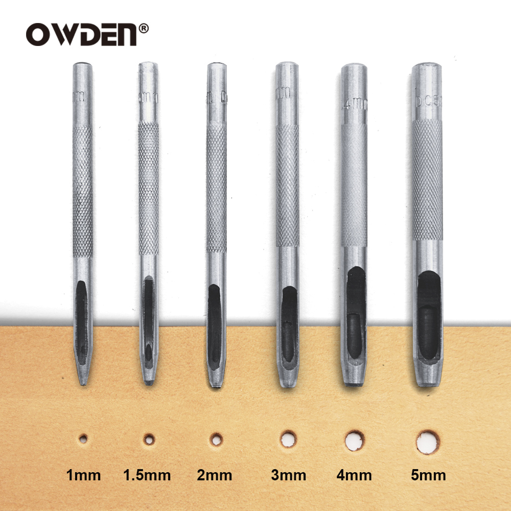 6個のレザーホールパンチツールスチール中空丸穴パンチャー - - Rivet Setter Tool のレビューと価格