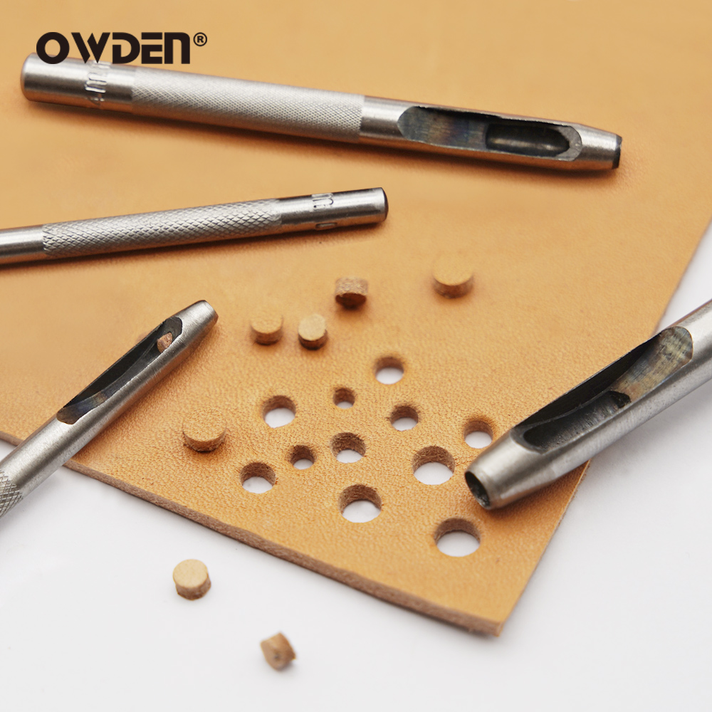 6個のレザーホールパンチツールスチール中空丸穴パンチャー - - Rivet Setter Tool のレビューと価格