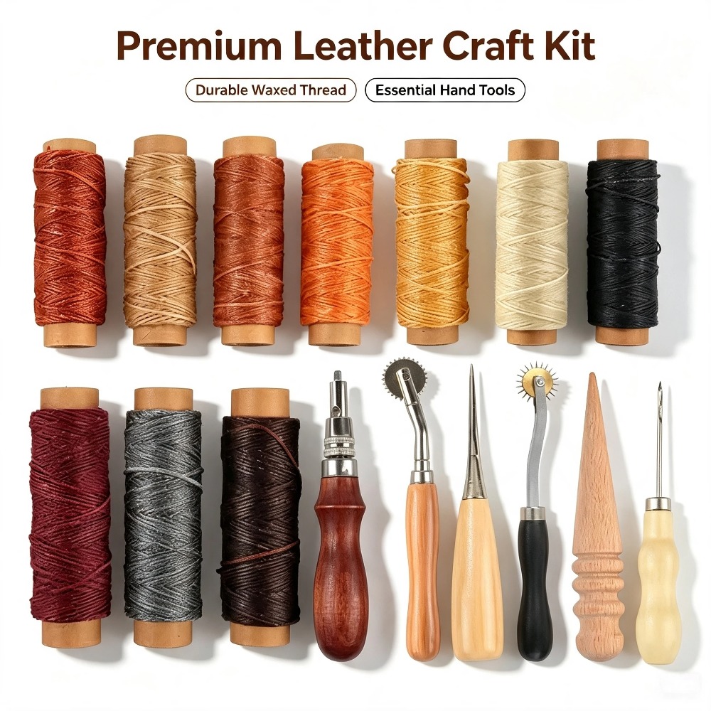 完全な革細工ツールキット、オックスフォード製収納バッグ付き、 - Leatherwork Beginner Tools のレビューと価格