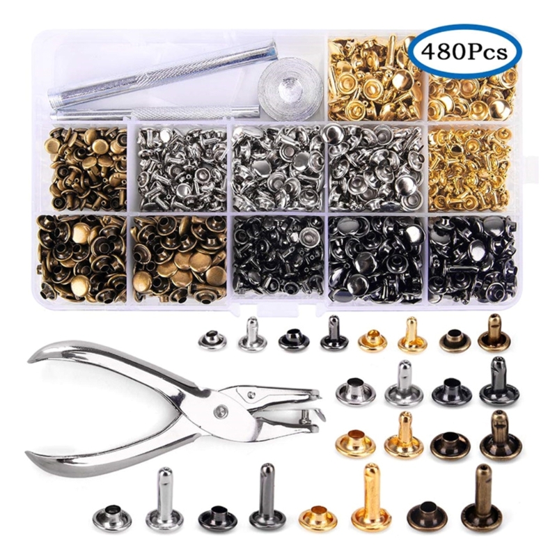 パンチプライヤーと設定ツール付きレザーリベット,管状金属スタ - Rivet Setter Tool のレビューと価格