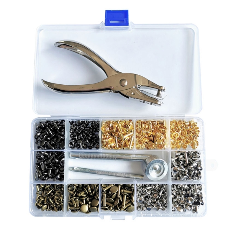 パンチプライヤーと設定ツール付きレザーリベット,管状金属スタ - Rivet Setter Tool のレビューと価格