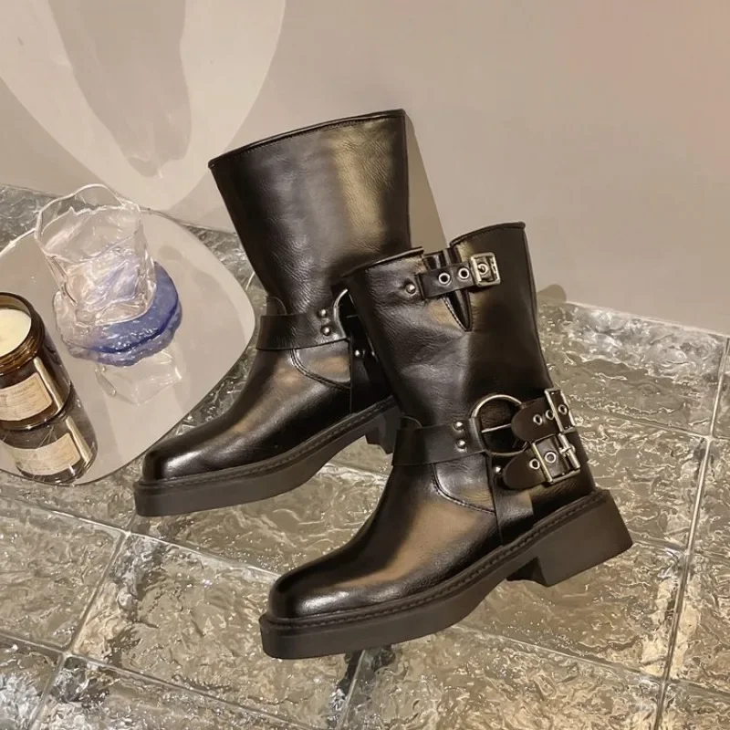 女性用レザーアンクルブーツ,ローヒールブーツ,ラウンドトゥ, - Leather Work Western のレビューと価格