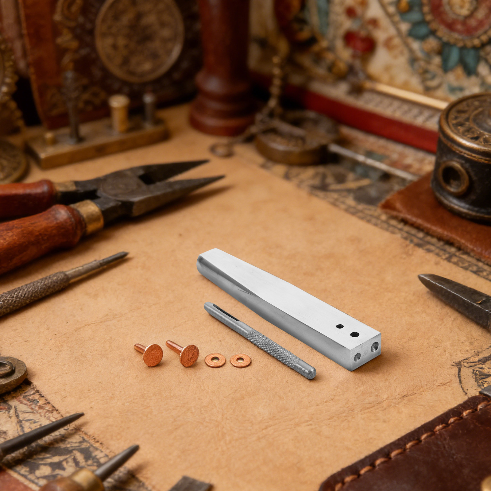 革細工用銅製リベットセッターツールキット1セット、バリセッタ - Leatherwork Rivet Setter のレビューと価格