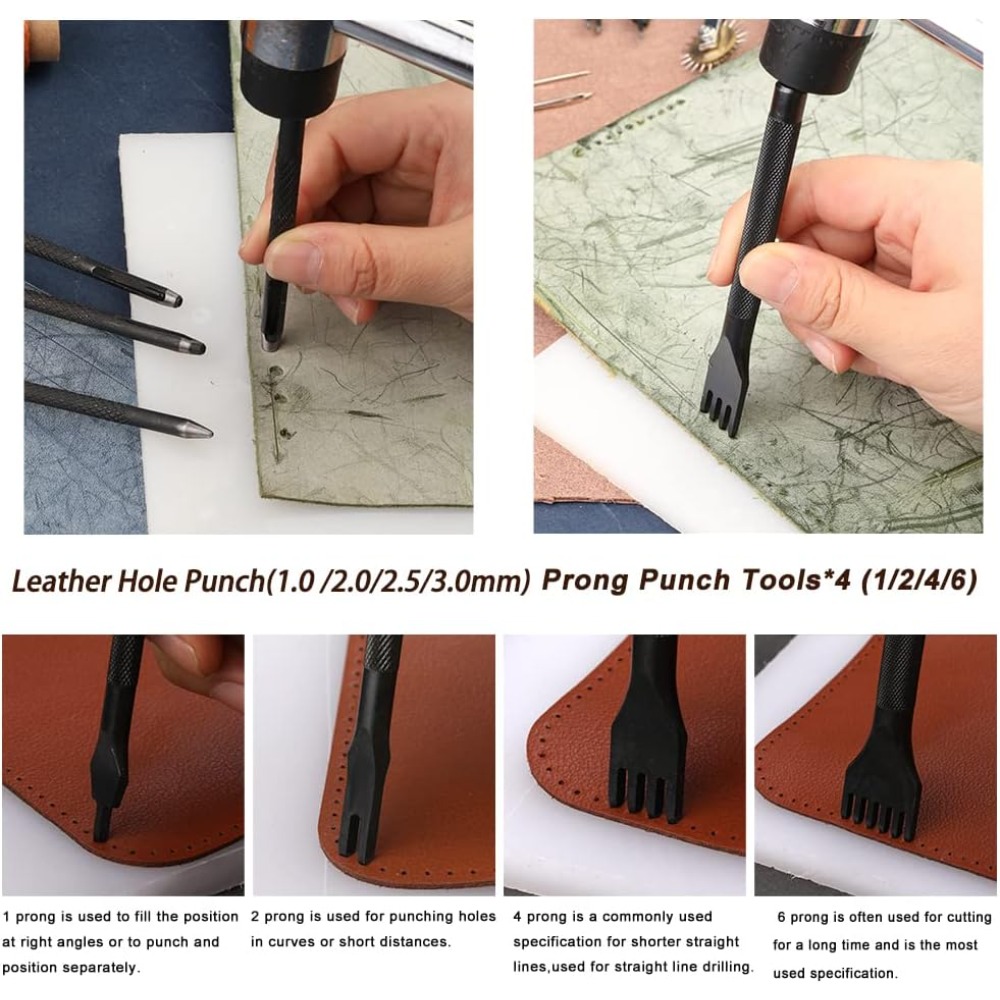 革細工ツール 実用的なレザークラフトキット ワックス糸付き  - Leatherwork Beginner Tools のレビューと価格