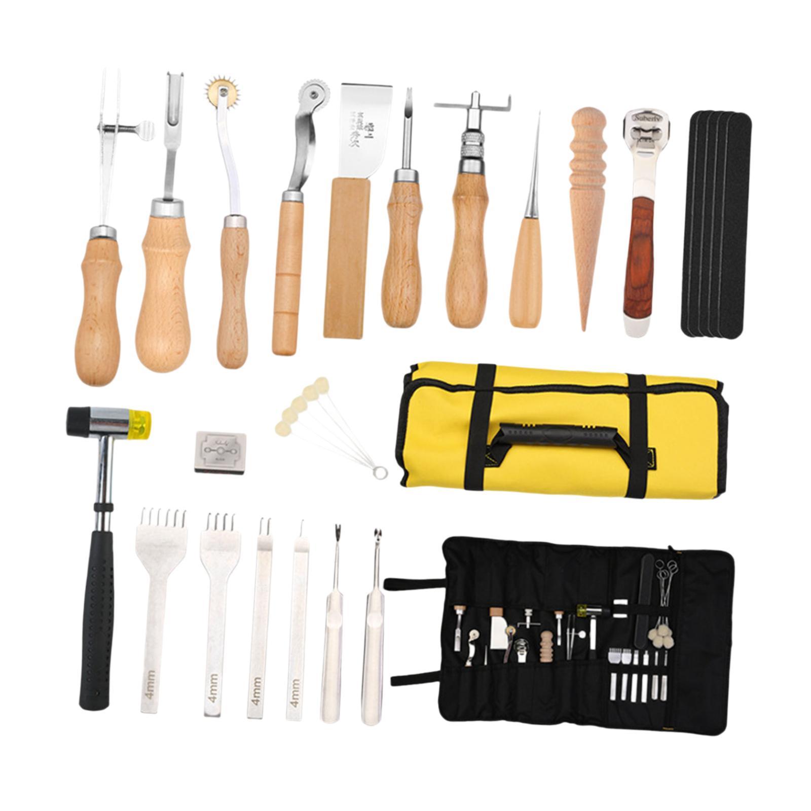 29x PUレザー加工キット機器アクセサリー PUレザークラ - Leatherwork Beginner Tools のレビューと価格