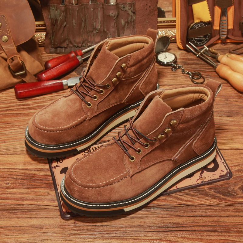 英国風アメリカンレトロ本革ワークカジュアルアンクルブーツメン - Leather Work Western のレビューと価格
